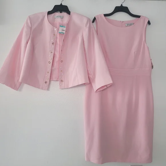 Chic Tutu Pink Dress and Jacket Set By Kasper Size 14/16 - Picture 5 of 16